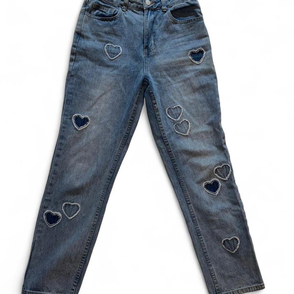 Heart patchwork denim jeans